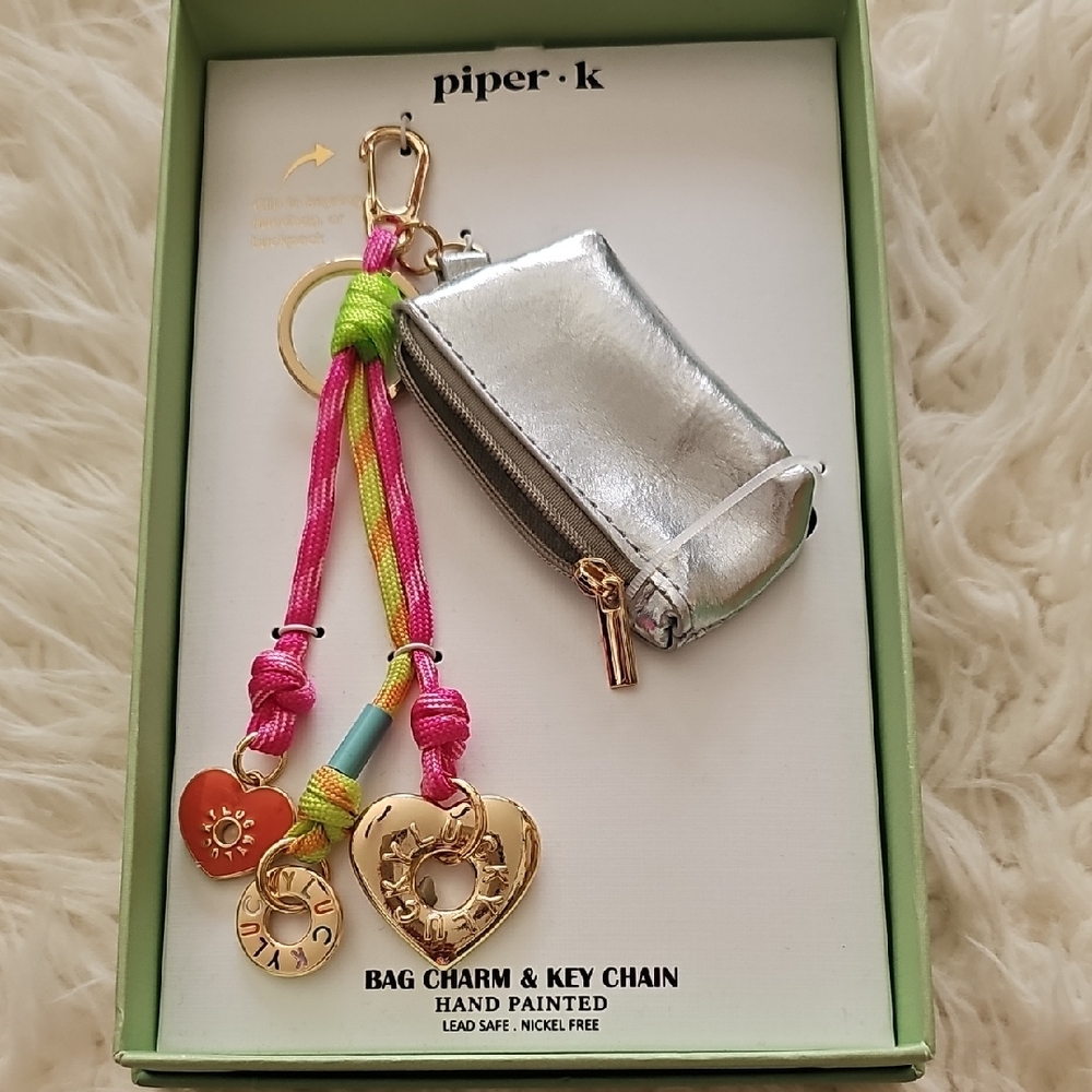 Piper K Silver Bag Charm and Key Chain